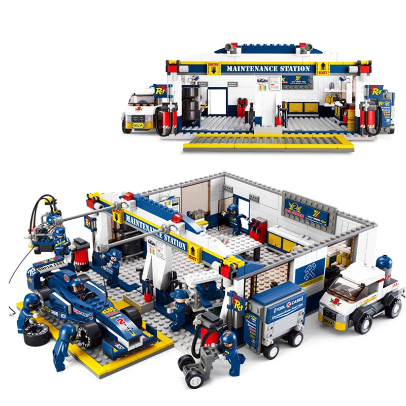 

City F1 Formula 1 Car Track Maintenance Station Racers Vehicle MOC Building Blocks Sets Figures Bricks Classic Model Kids Toys