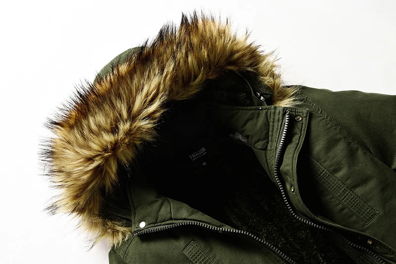 

Winter Parkas Coat Men Fur Collar Cotton Parka Overcoat Fleece Thick Warm Mens Hooded Jacket Winter Plus Velvet Windproof Jacket