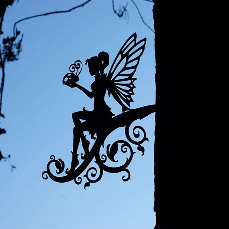 

Metal Fairy Silhouette Art Fairy Garden Yard Home Decoration Lawn Backyard Tree