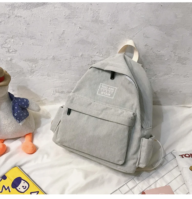 

Retro Corduroy Backpack Girl Schoolbag Female Korean Version Of The Super Fire Backpack Student
