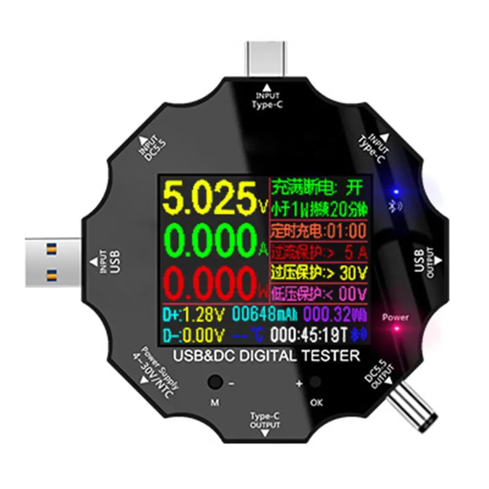 

USB Power Meter UD18 Type C DC Digital Multimeter Voltmeter Ammeter Voltage Current Meter Protect Phone From Full Power Failure