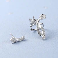 cute lovely star asymmetrical clip earrings cz stone geometric piercing earring stud accessory exquisite jewelry gifts for women