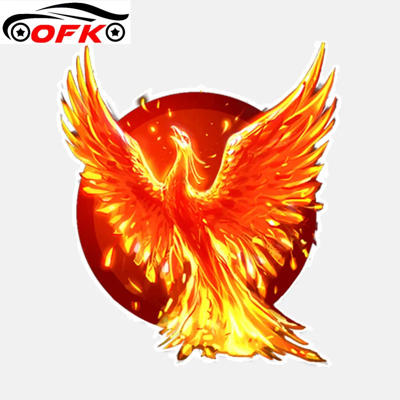 

Classic Unique Flame Phoenix Burning Flying Wings Decor Car Sticker PVC Colored Personalized 12.3*14.1CM