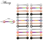 Стальное блестящее кольцо для пирсинга языка Alisouy, 2 шт., 14 г, прозрачное матовое пирсинг для сосков, пикантное кольцо, штанга, кольцо для сосков, 1,6*16*5 мм