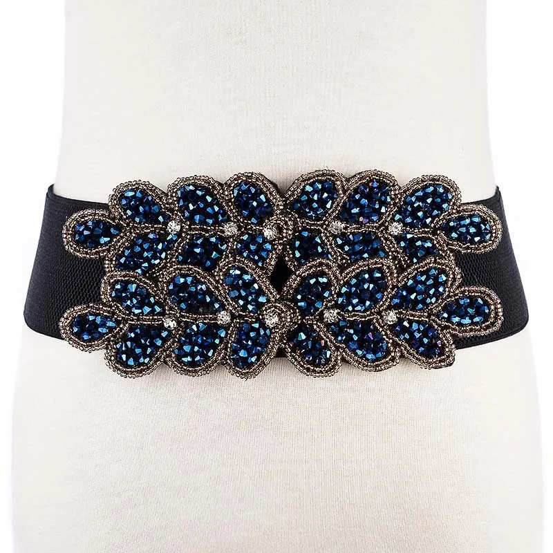 Элегантный Пояс Ручной работы синий черный бисерный аксессуар для платья