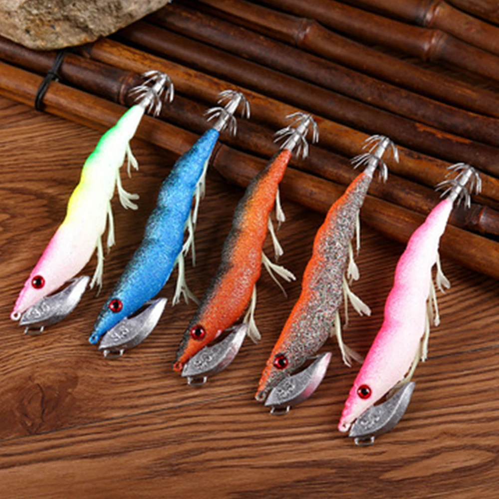 Кальмары крюк деревянная креветка приманки светящееся ваша кожа ног станет