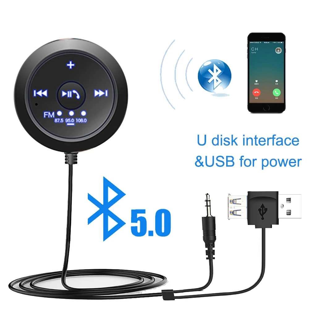 JINSERTA беспроводной 3,5 мм Bluetooth V5.0 приемник автомобильный MP3-плеер Музыкальный Аудио приемник адаптер Hands-free In-car A2DP набор для трансляции