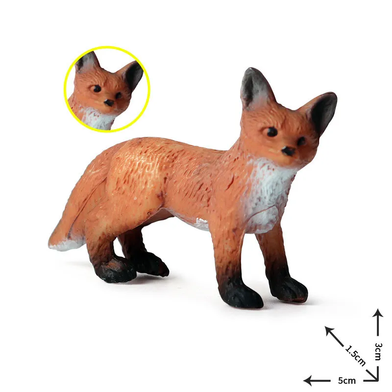 Wild Simulation Fox Animal models Toy plastic vixen cubs figures Gift For Kids figurine dolls Bedroom Decoration | Игрушки и хобби