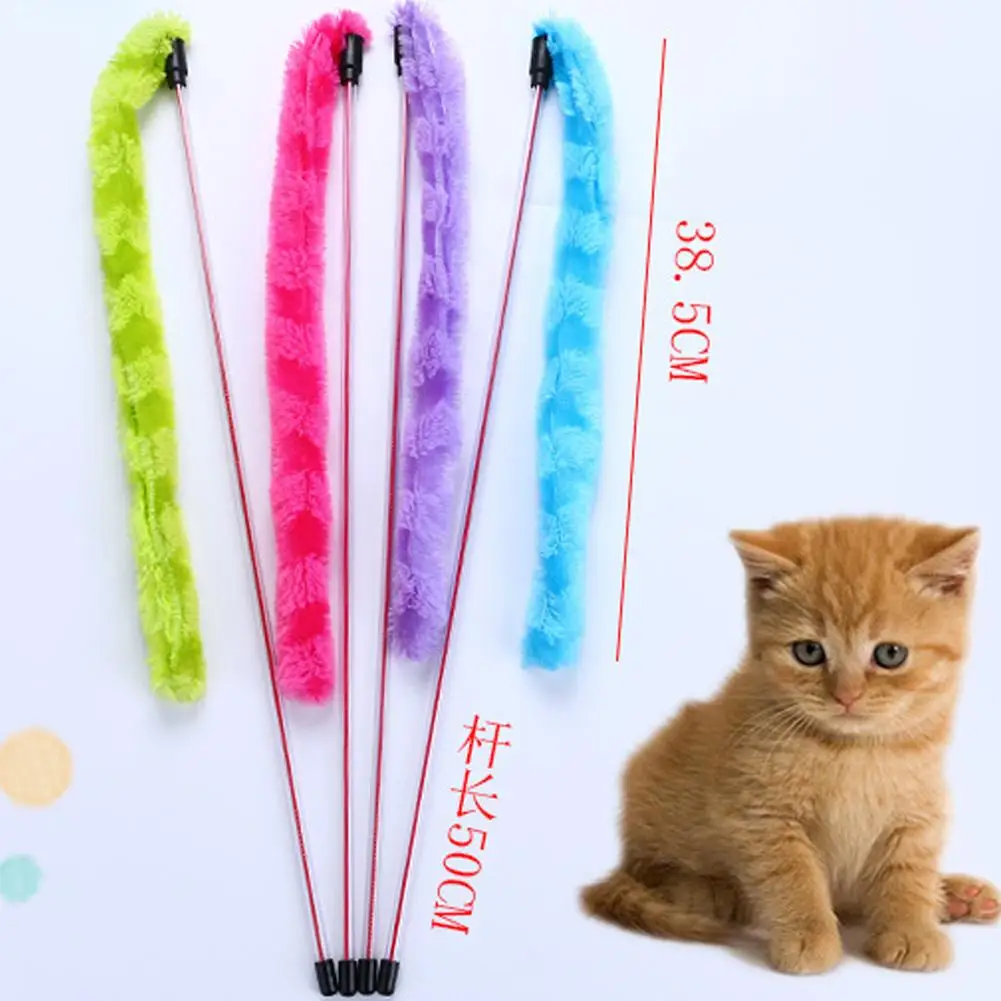 

HOT SALES!!! Funny Bright Color Plush Teasing Stick Wand Bell Interactive Toy for Pet Cat