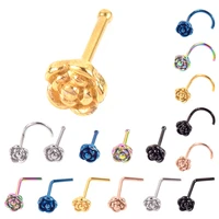 nose rings 18g rose flower nose hoop stud piercings screw 316l stainless steel body piercing jewelry for women