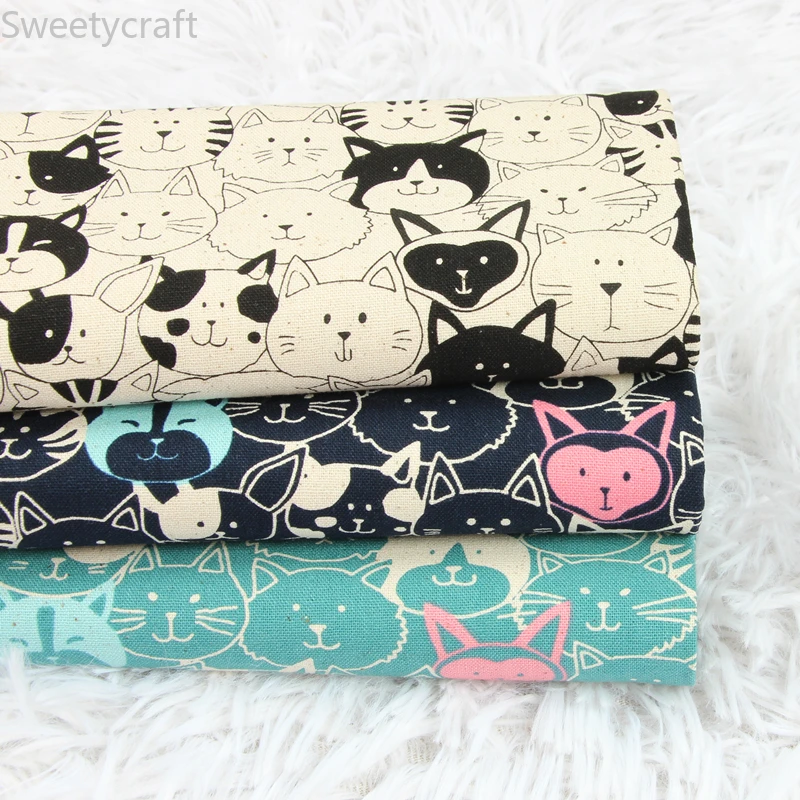 

110x45cm Japanese animal cute cat Cartoon printed tissus telas Thick Cotton Fabrics Tecido Handmade Sewing patchwork Accessories