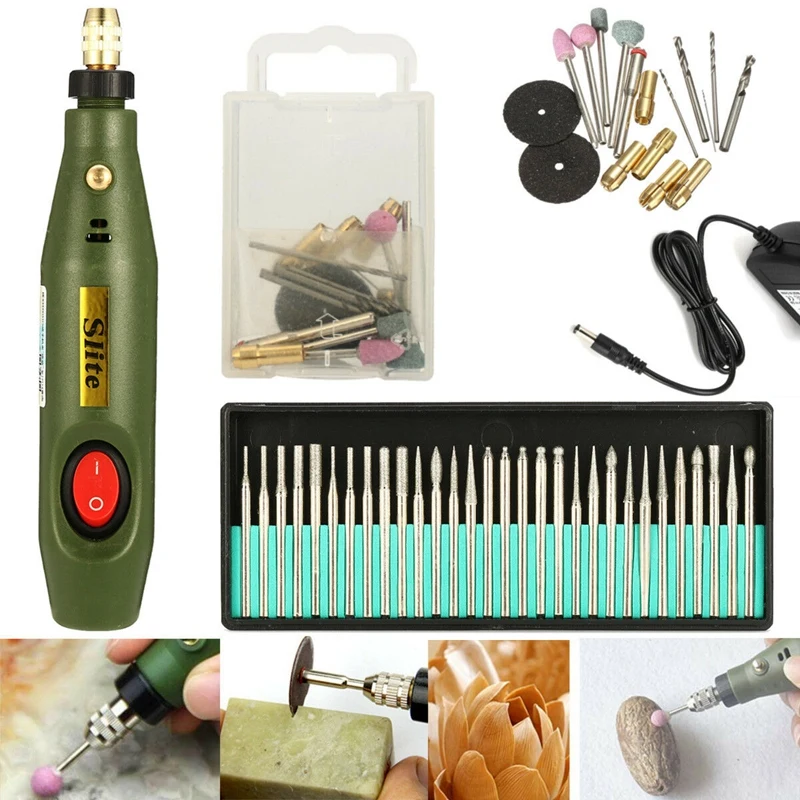

Portable Mini Electric Wood Carving Tool Set + 30Pcs Diamond Wood Carving EU Plug