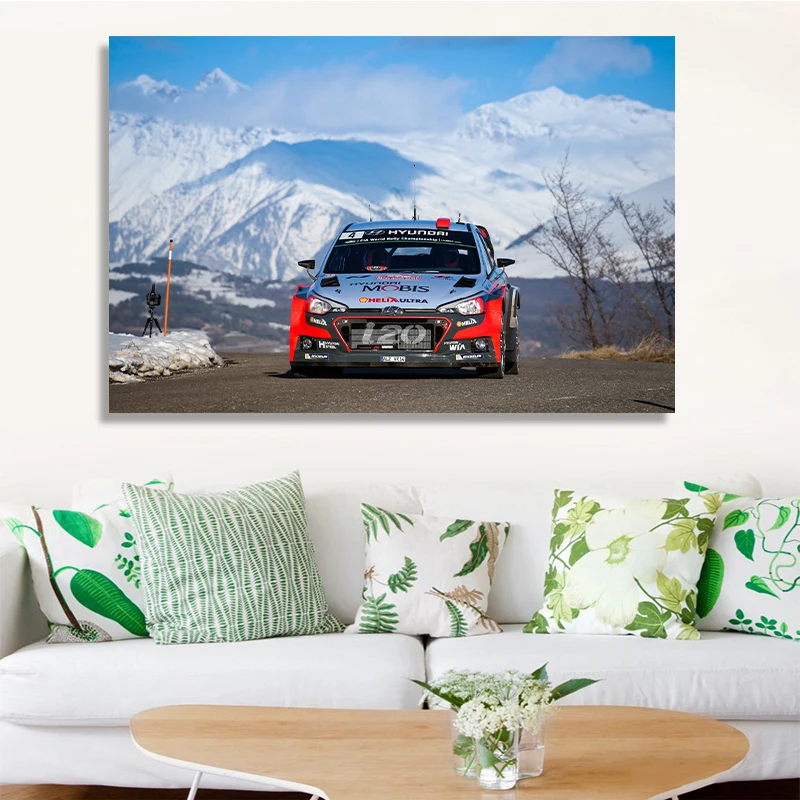 

Hyundai I20 Rally headlights super sports red car living room home wall art decoration canvas fabric poster