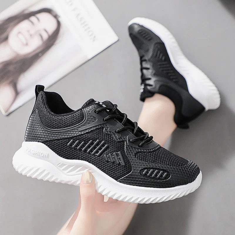 

Fashion Women Breathable White Shoes Male Vulcanize Mesh Slip- Flat-Soled Walking Casual Lace-up Shoes