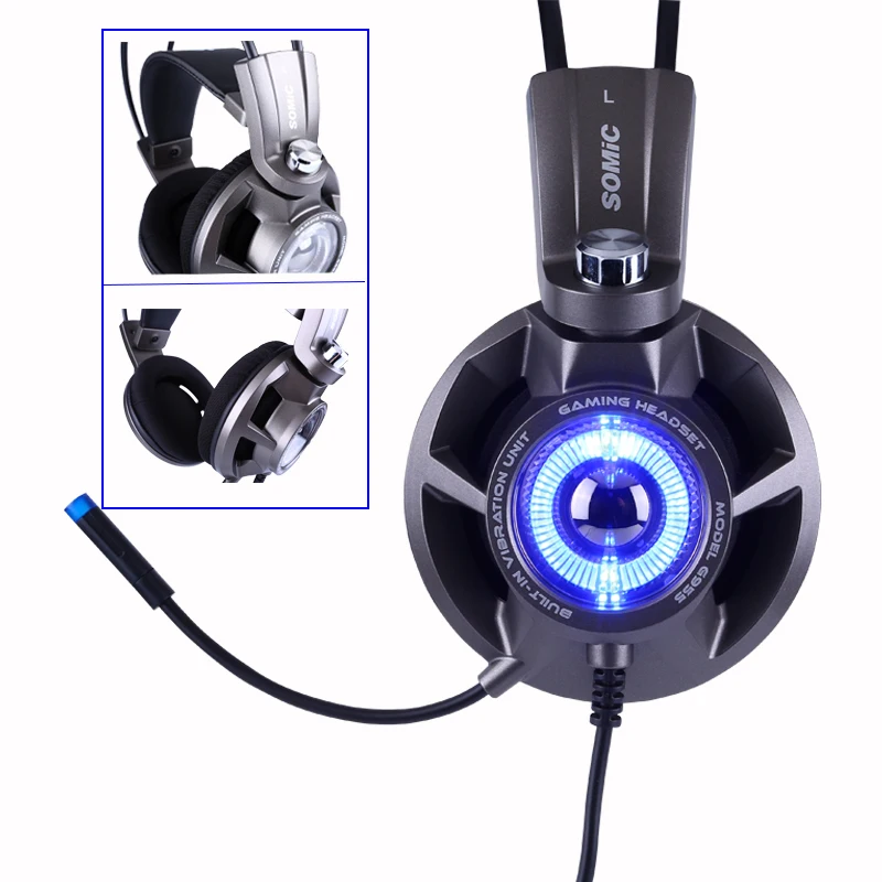 SOMIC G955 Virtual 7 1 звук USB шумоподавление Игровые наушники светодиодный геймер