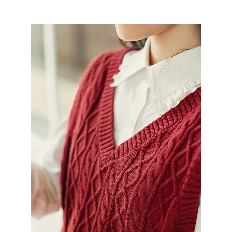 INMAN осень 2020 Новое поступление Однотонный свитер с v-образным вырезом | Женская