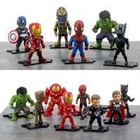 q version marvel the avengers iron man captain america black panther hulkbuster thanos doll action figure model toy ornament