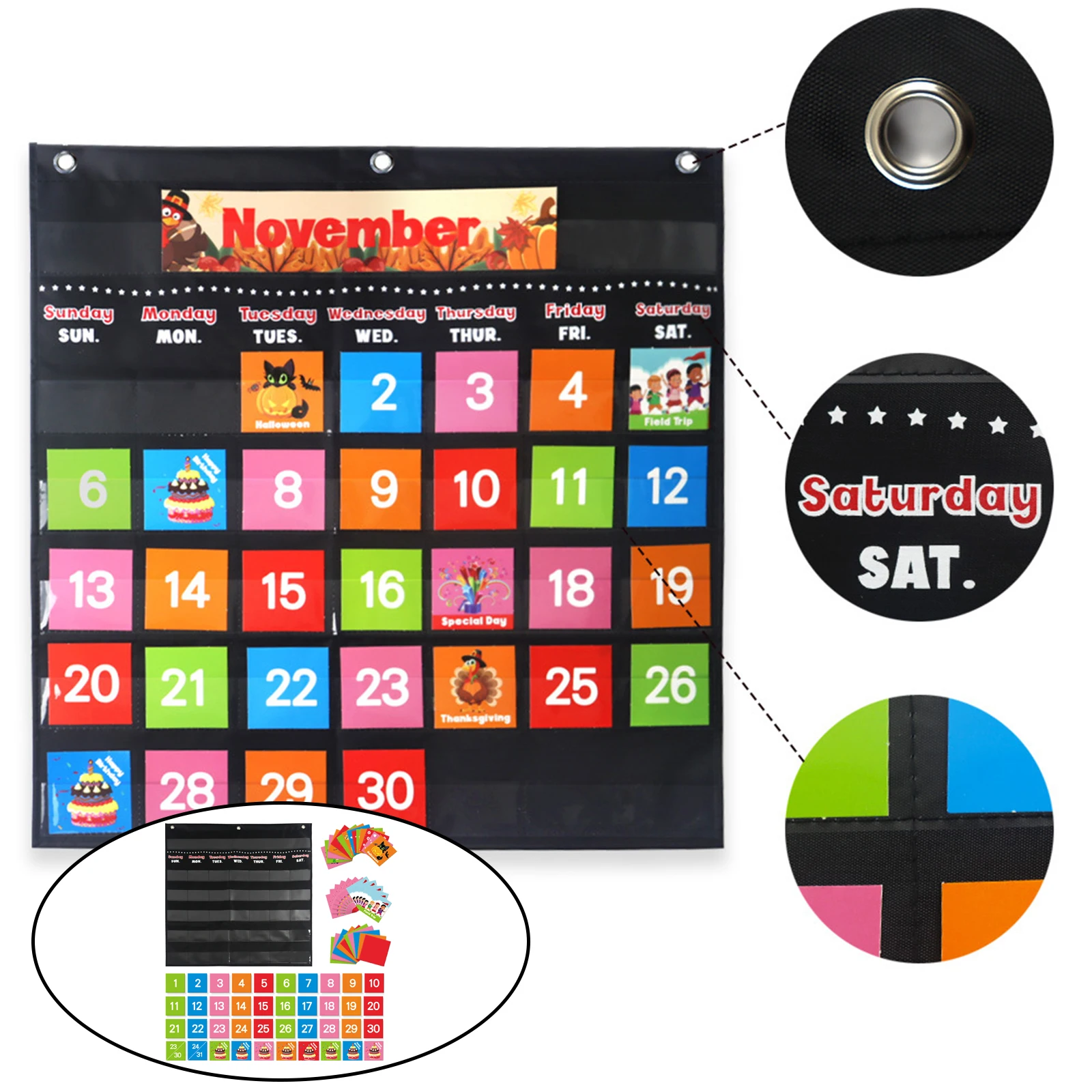 

Calendar Pocket Chart Kids Monthly Calendar Educational Preschool Educational Pocket Chart Developmental Toys Gifts