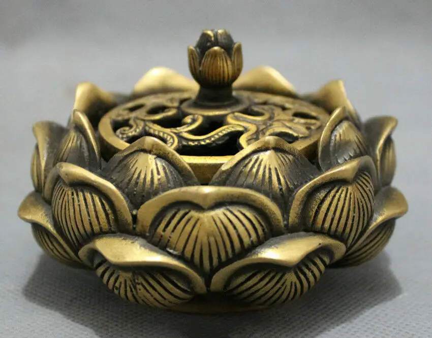 

Excellent Chinese Bronze lotus flower Incense Burner Censer