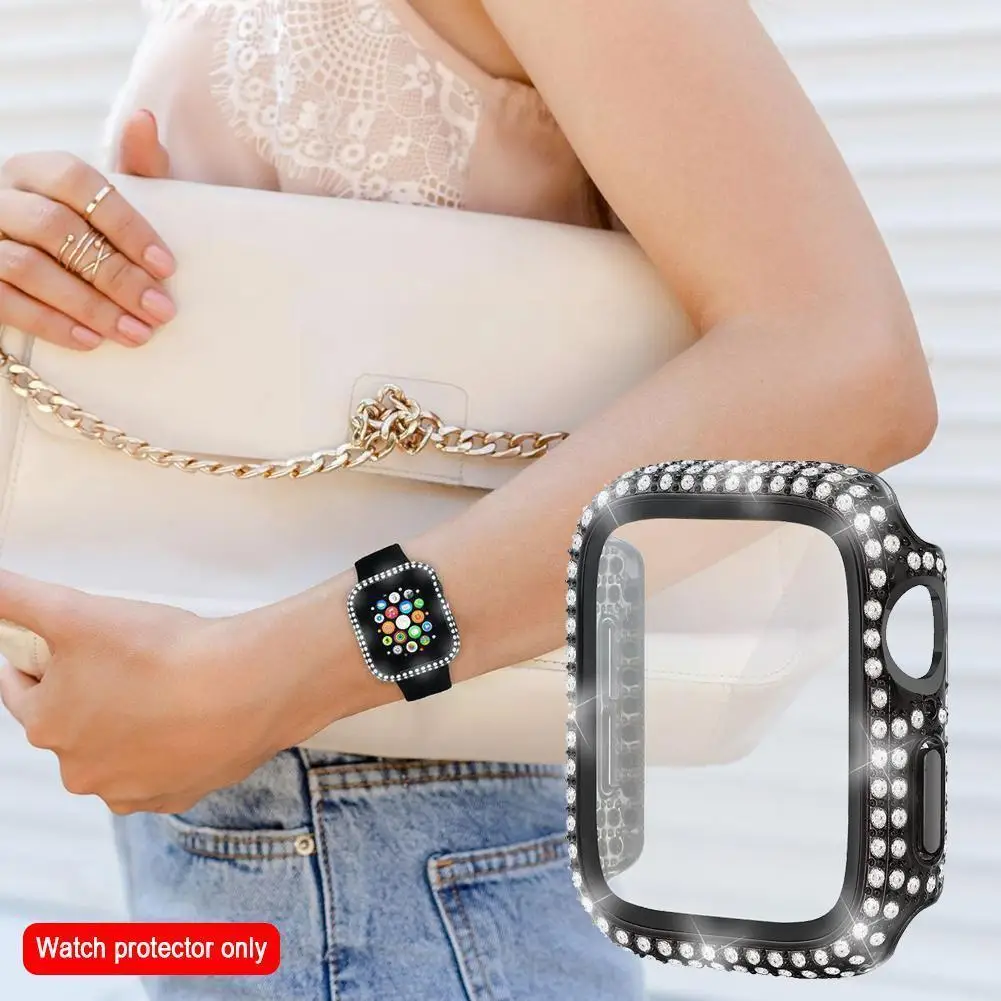 

Diamond Protective Cover for Apple watch 6 5 4 40mm44mm Bumper Case For IWatch Series SE 38mm 42mm Tempered Glass Film Cove Y4J7