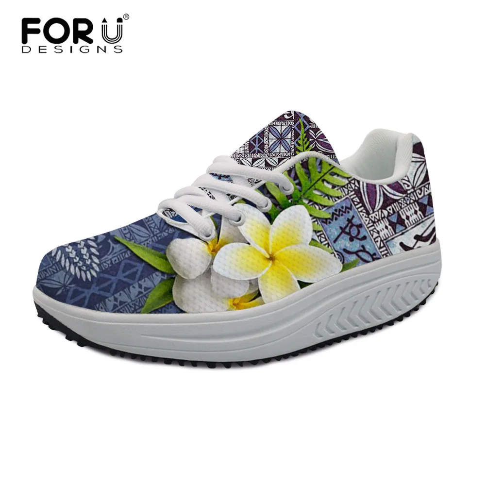 

FORUDESIGNS Women's Flat Shoes Plumeria Polynesian Pattern Flats for Women Female Casual Sneakers Outdoor Walking Footwear