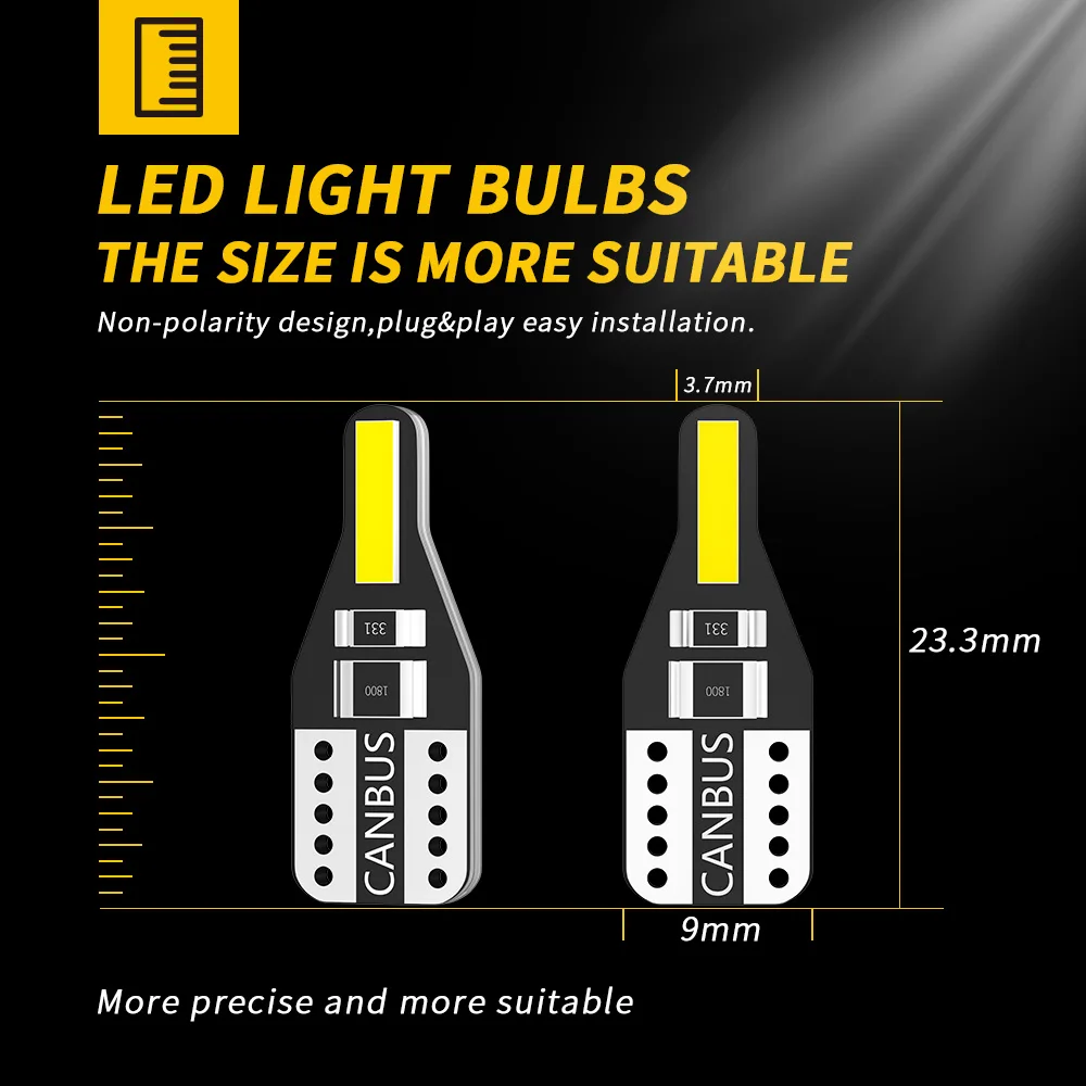 DXZ 500PCS W5W LED T10 Bulbs Canbus 168 194 6000K White 2-SMD Car Interior Dome Map Light Parking Lights Error Free Auto 12V | Автомобили