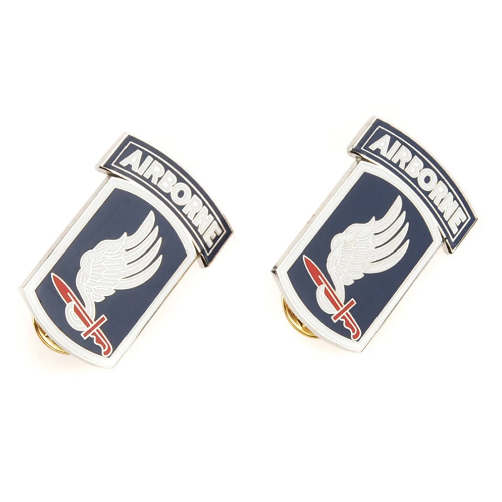 

PAIR US ARMY 173RD AIRBORNE METAL SHOULDER PIN BADGE COCKADE