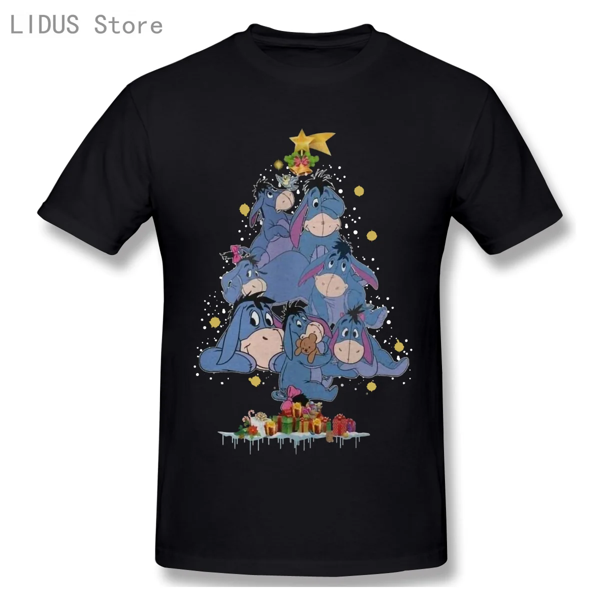 

2021 Fashion Graphic T-shirt Cartoon Anime Eeyore Christmas Tree Short Sleeve Casual Men O-neck 100% Cotton T shirt Tees Top