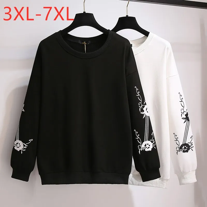 

Женский Свободный свитшот с цветочным принтом, размеры 3XL, 4XL, 5XL, 6XL, 7XL