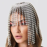 new luxury full rhinestone bridal hair piece tassel chain headpiece for wedding bling crystal headband head chain jewelry gifts