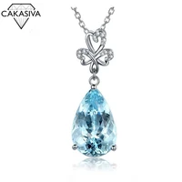aquamarine pendant with diamond color aquamarine necklace water drop aquamarine gemstone pendant with 45cm chain