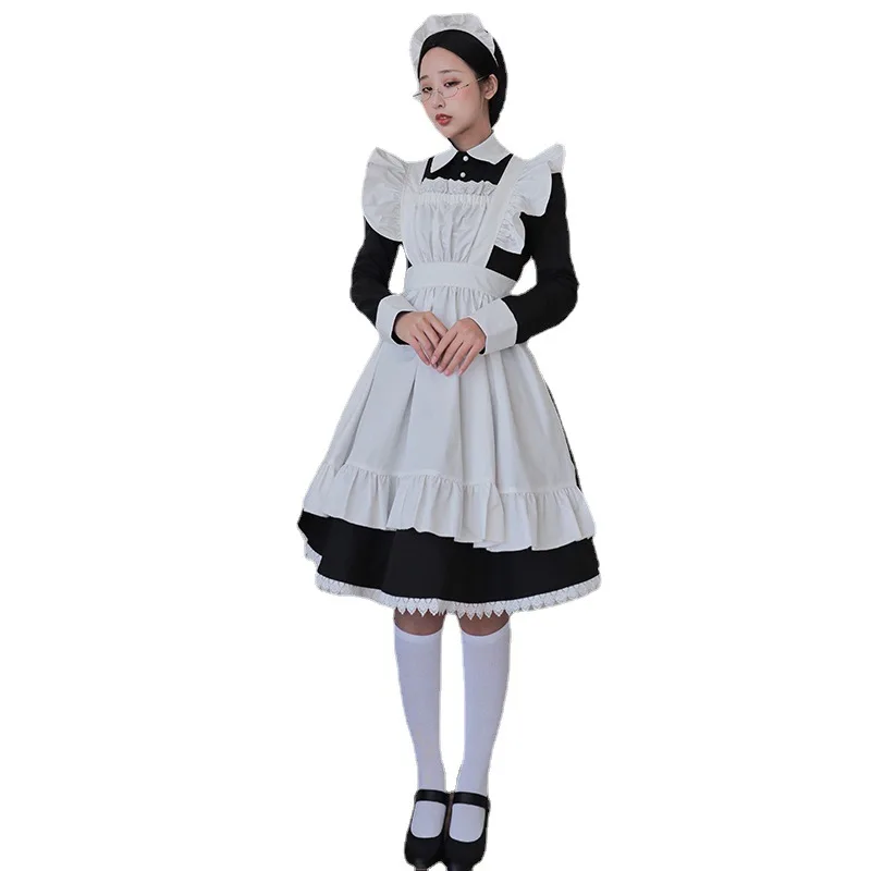 

Japanese Anime Pink Blue Black Long-sleeved Cosplay Costumes Cute Lolita Uniform Daily Dress Traditional Maid Outfit Halloween