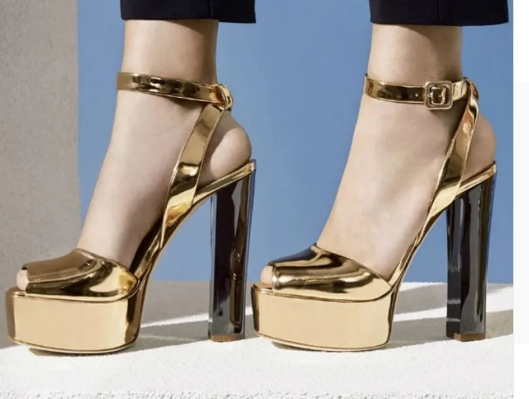 

Women's fish mouth waterproof platform high heel sandals large women's shoes