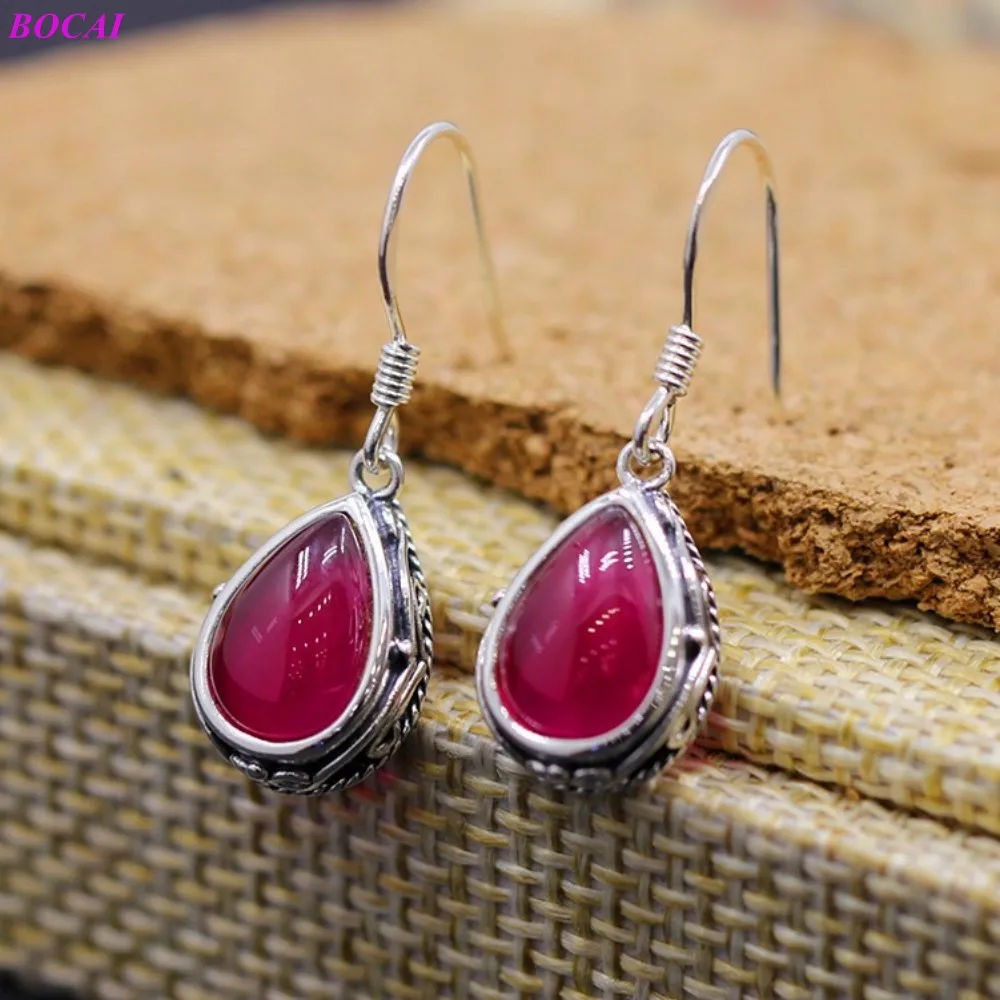 BOCAI S925 стерлингового серебра серьги-гвоздики Бижутерия простой тайское серебро