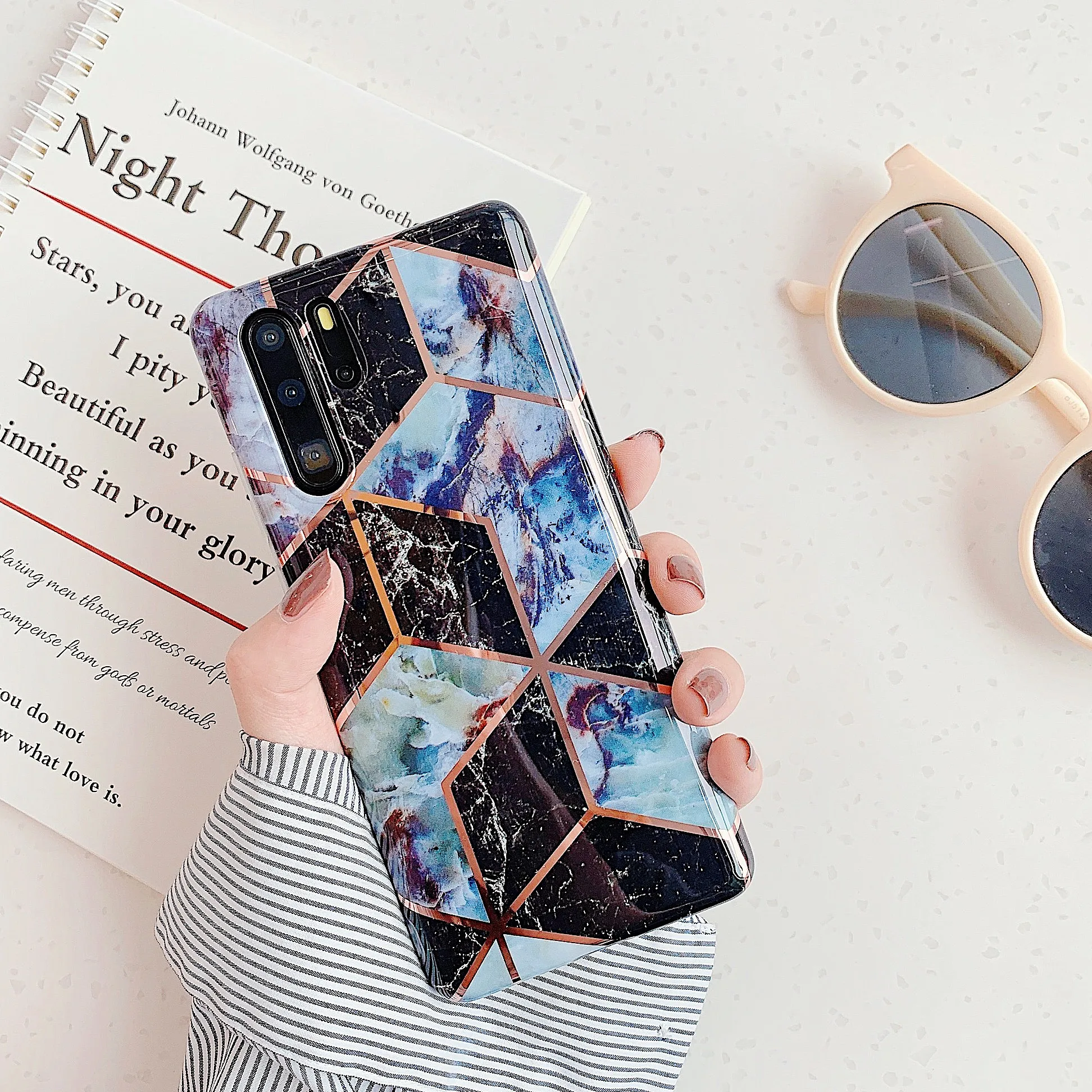 Геометрический глянцевый чехол для телефона Huawei Honor P20 P30 Nova 3e 4e Mate 20 Pro Lite защитный
