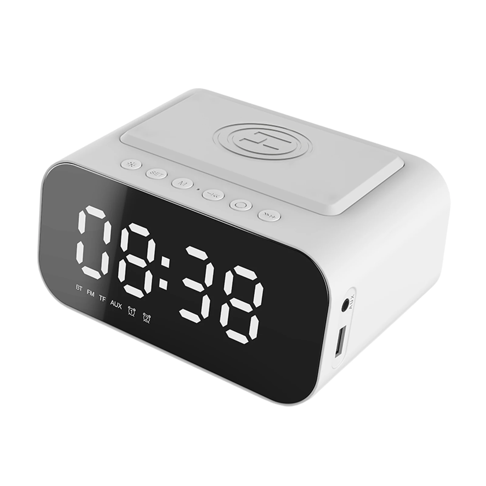 

Wireless Bluetooth Speaker Built-In High-Definition Microphone 10W Fast Wireless Charging Digital Alarm Clock USB Charger