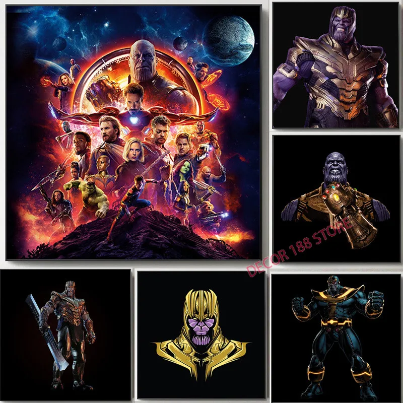 

Marvel Character Portrait Poster And Print Avenges Superhero Thanos Mural Modern Colorful Canvas Painting Room Home Decoration