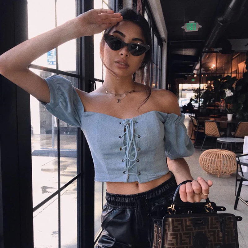 EISHOW Женская Сексуальная рубашка с открытыми плечами сексуальная короткий рукав