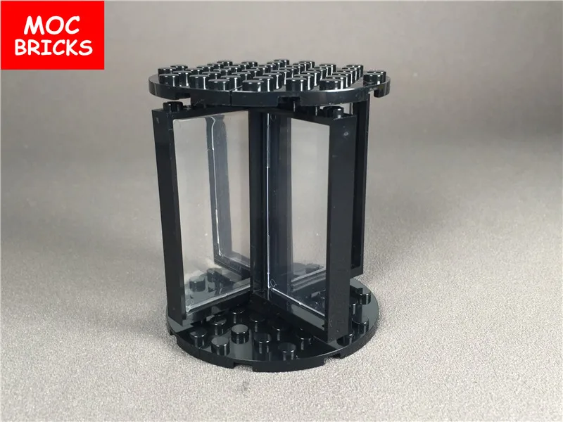 Распродажа кубики MOC город МОС черная вращающаяся дверь 1x4x6 прозрачное стекло и 4x8