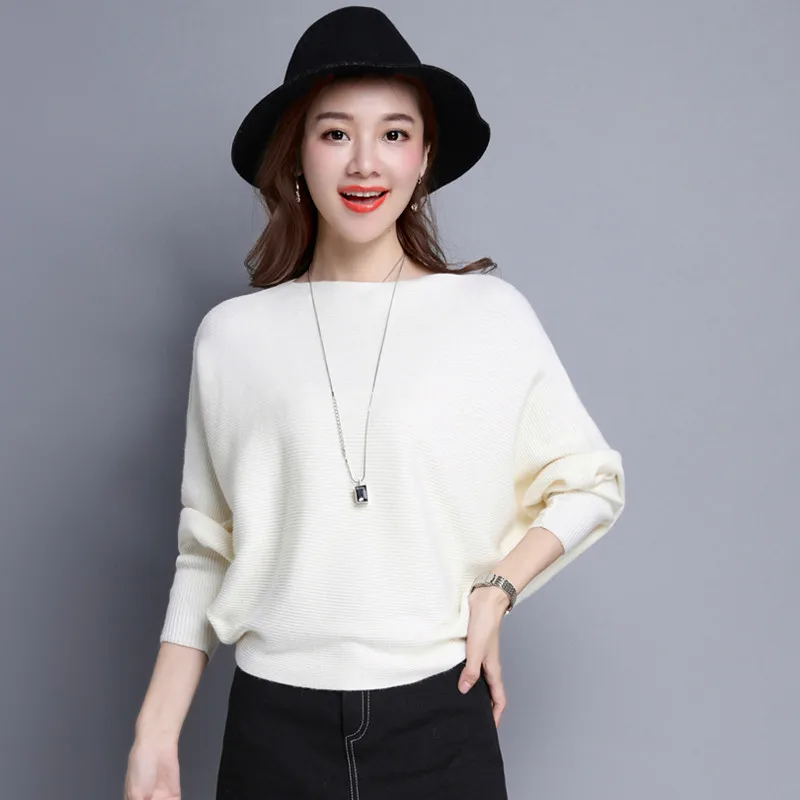 Bat Sleeve Sweater Women Autumn Streetwear Pullovers Warm Sweaters Loose Knitted Female | Женская одежда