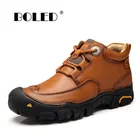 Мужские ботинки ручной работы; Ботильоны из натуральной кожи; Водонепроницаемая уличная прогулочная обувь; Мужская обувь размера плюс; Осенняя обувь