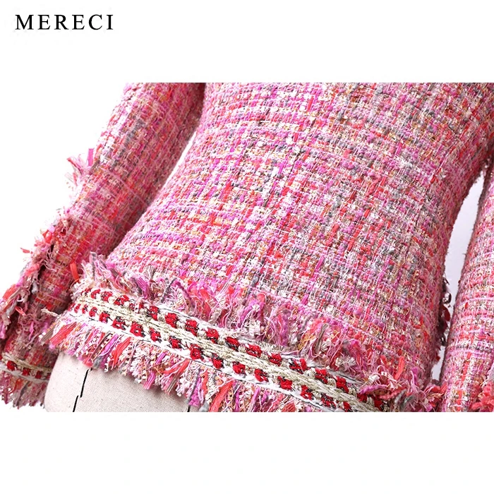 

New beauty lay his spring/summer big elegant pearl clasp pink knitting small sweet atmosphere quality, and the short coat