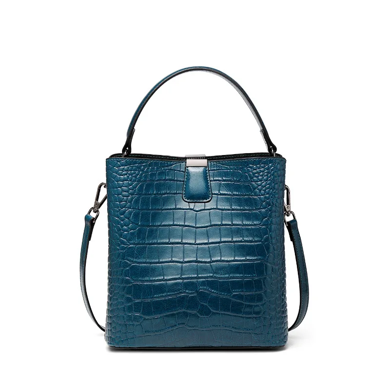 

Повседневная винтажная сумка-ведро для женщин, сумка через плечо с рисунком аллигатора из натуральной кожи, сумка-мессенджер, большая сумка...