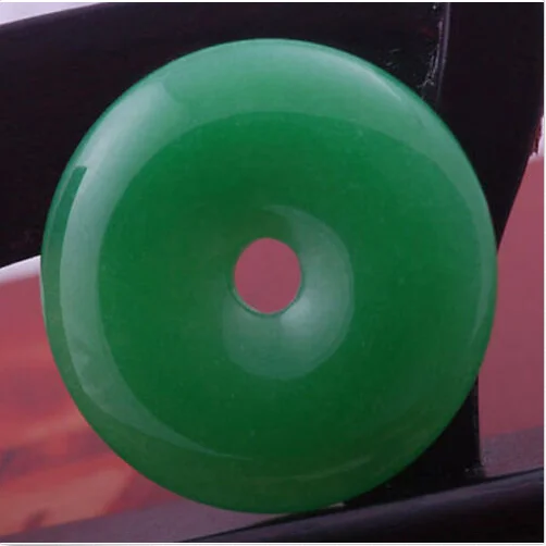 Круглый Кулон из Нефритового пончика с Бусиной Императорского зеленого камня HOO