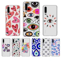 lucky eye blue evil eye print phone case for huawei p20 p30 pro p40 lite mate 20lite for y5 y6 honor 8x 10 coque