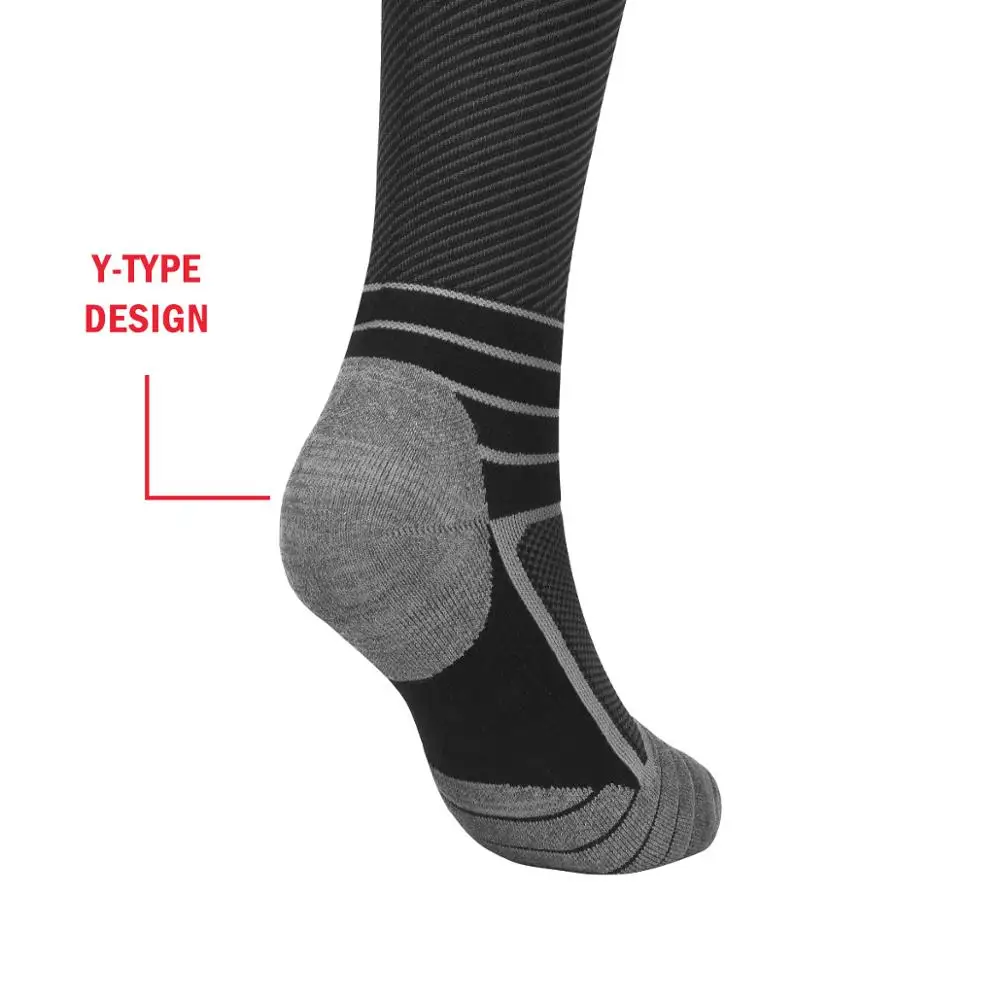 

YUEDGE Breathable Cushion Knee High Compression Socks Running Workout Training Sports socks For Men And Women