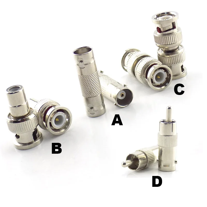 

2Pcs Connectors BNC Female to Female BNC Male to Male RCA Female to RCA Male Adapter Plug for System CCTV Camera