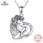 Эвдора 925 стерлингового серебра Единорог и Мода девушка кулон винтаж Лошадь ожерелье с CZ Конный ювелирные изделия животных серии D571