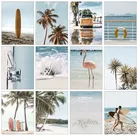 Летнее Тропическое украшение, картина, океан, пляж, кокосовое дерево, постер, доска для серфинга, плакат, пейзаж, настенное искусство, холст, живопись, домашний декор