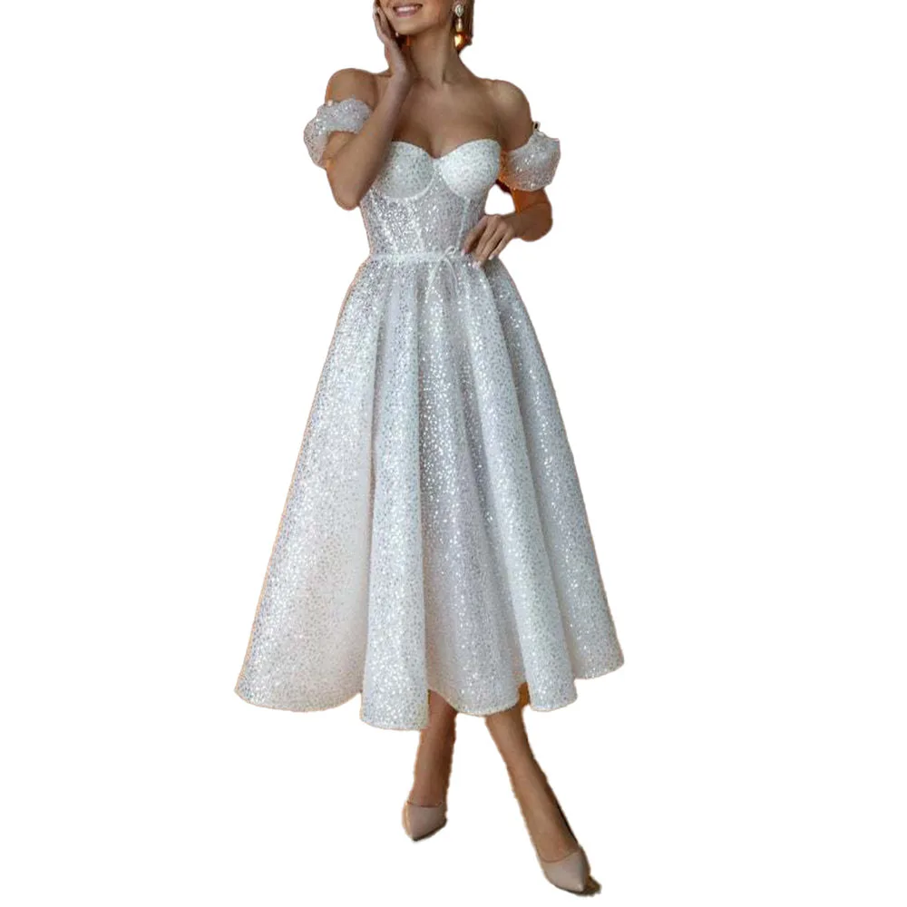 

Europe America 2021 Women's Sexy Backless Slim Solid Color Beads Fashion Temperament Elegant Evening Dress Summer New